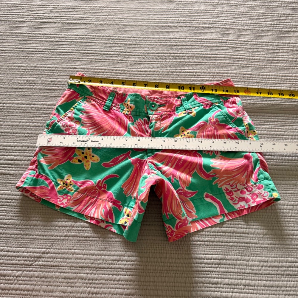 Lilly Pulitzer Callahan Womens Green Pink Floral Starfish Tropical Shorts Size 2 - Picture 3 of 8